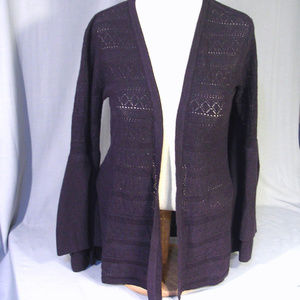 Style & Co. Bell-Sleeve Cardigan Sweater Eggplant